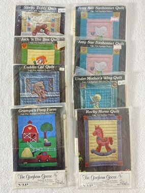 Vintage Gingham Goose Applique Baby Nursery Quilt Patterns 1979 1980 x8